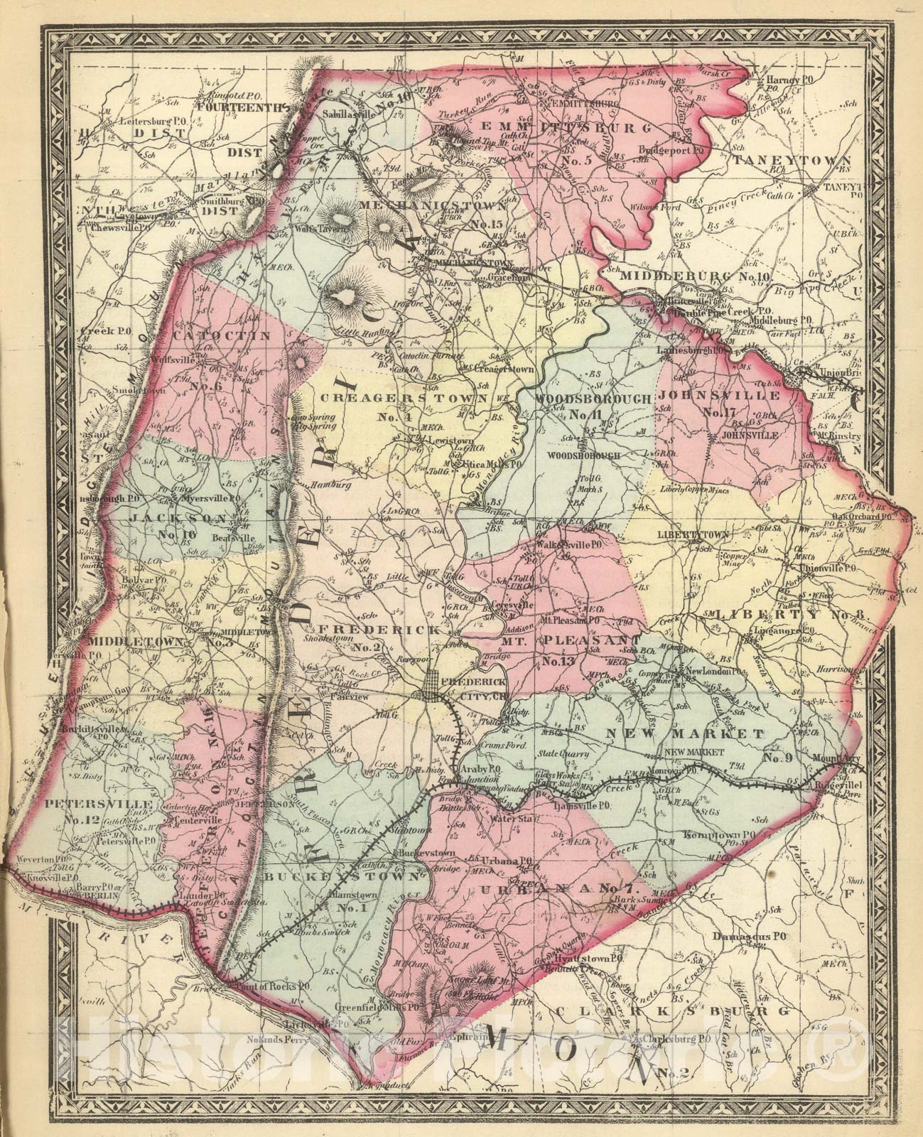 Historic Map : Frederick., 1866, Vintage Wall Art