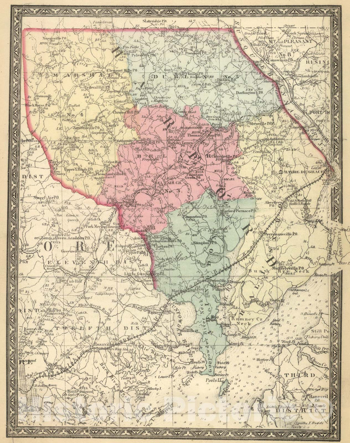 Historic Map : Harford., 1866, Vintage Wall Art