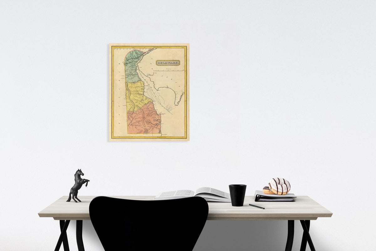 Delaware, 1816 - Historical Map Print from Fielding Lucas Atlas