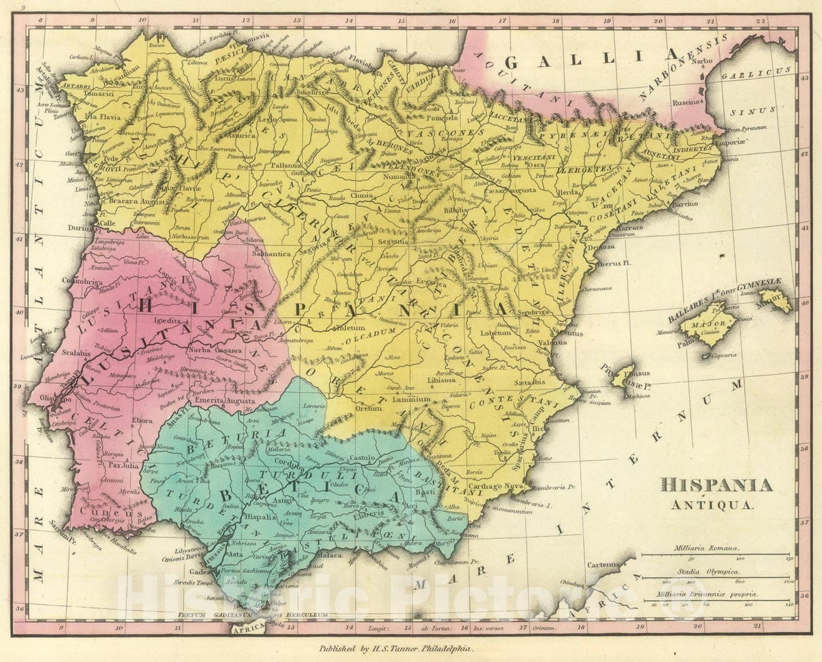 Historic Map : Hispania Antiqua. (1826), 1826, Vintage Wall Art