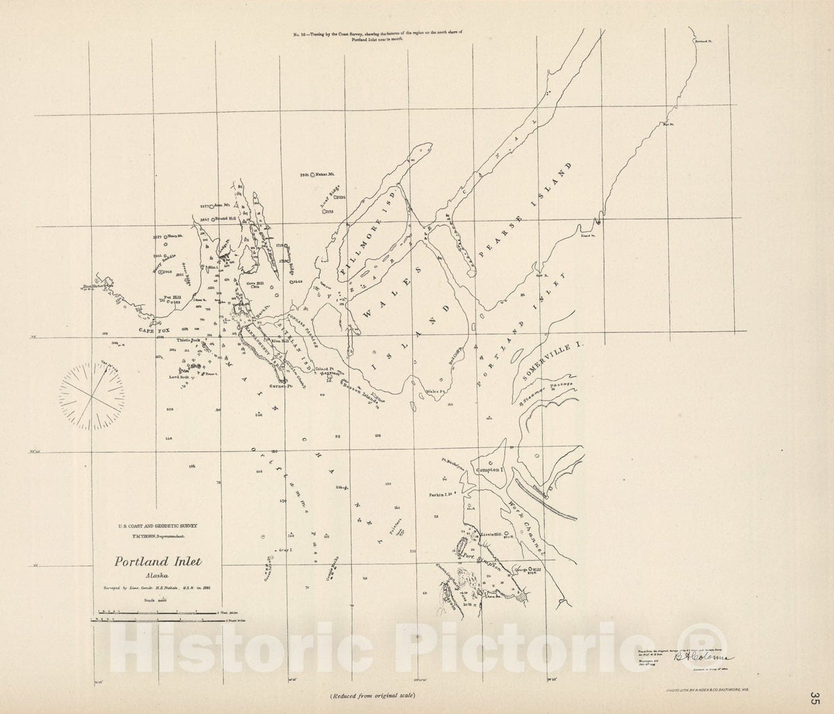 Historic Map : Facsimile: North Shore of Portland Inlet - U.S. Coast Survey., 1882, Vintage Wall Art