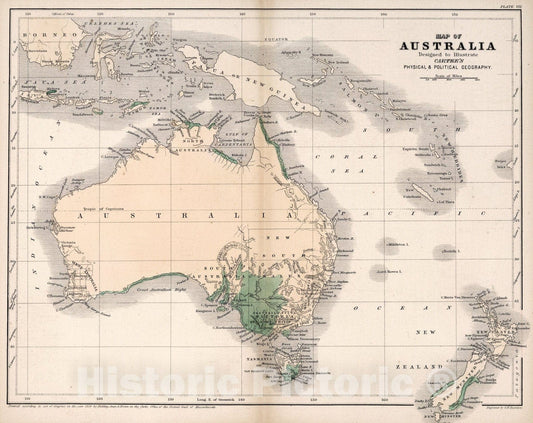 Historic Map : Map of Australia, 1856, Vintage Wall Art