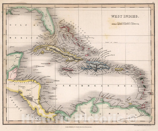 Historic Map : West Indies., 1832, Vintage Wall Art