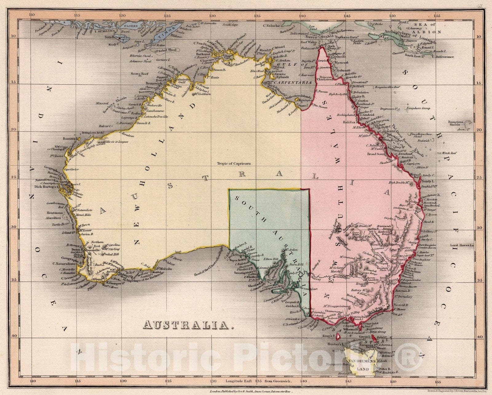 Historic Map : Australia., 1832, Vintage Wall Art