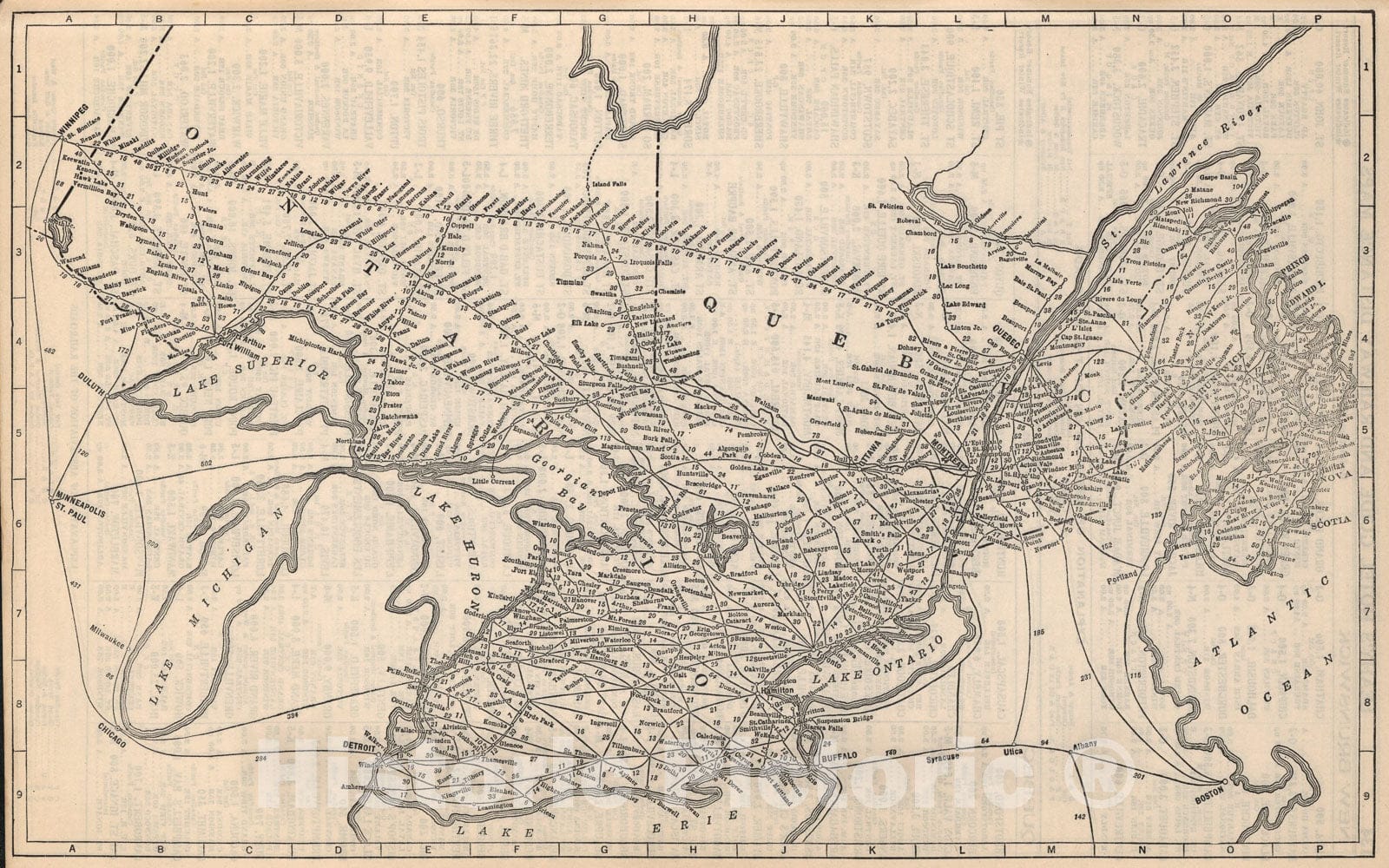 Historic Map : Ontario (Continues), Nova Scotia, Prince Edward Island, 1934, Vintage Wall Art