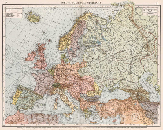 Historic Map : Europa, Politische Ubersicht, 1905, Vintage Wall Art