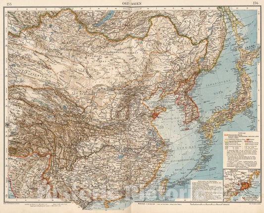 Historic Map : Ost Asien, 1905, Vintage Wall Art