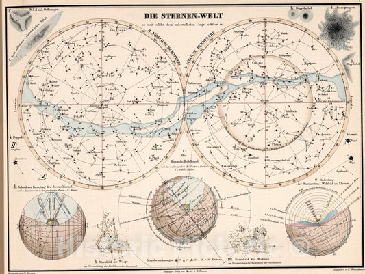 Historic Map : 1. Die Sternen-Welt, 1851, Vintage Wall Art