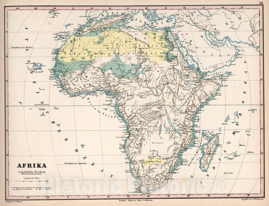 Historic Map : 28. Afrika in physikalischer Beziehung, 1851, Vintage Wall Art