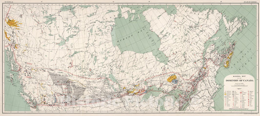 Historic Map : Composite: Mineral map of the Dominion of Canada, 1915, Vintage Wall Art