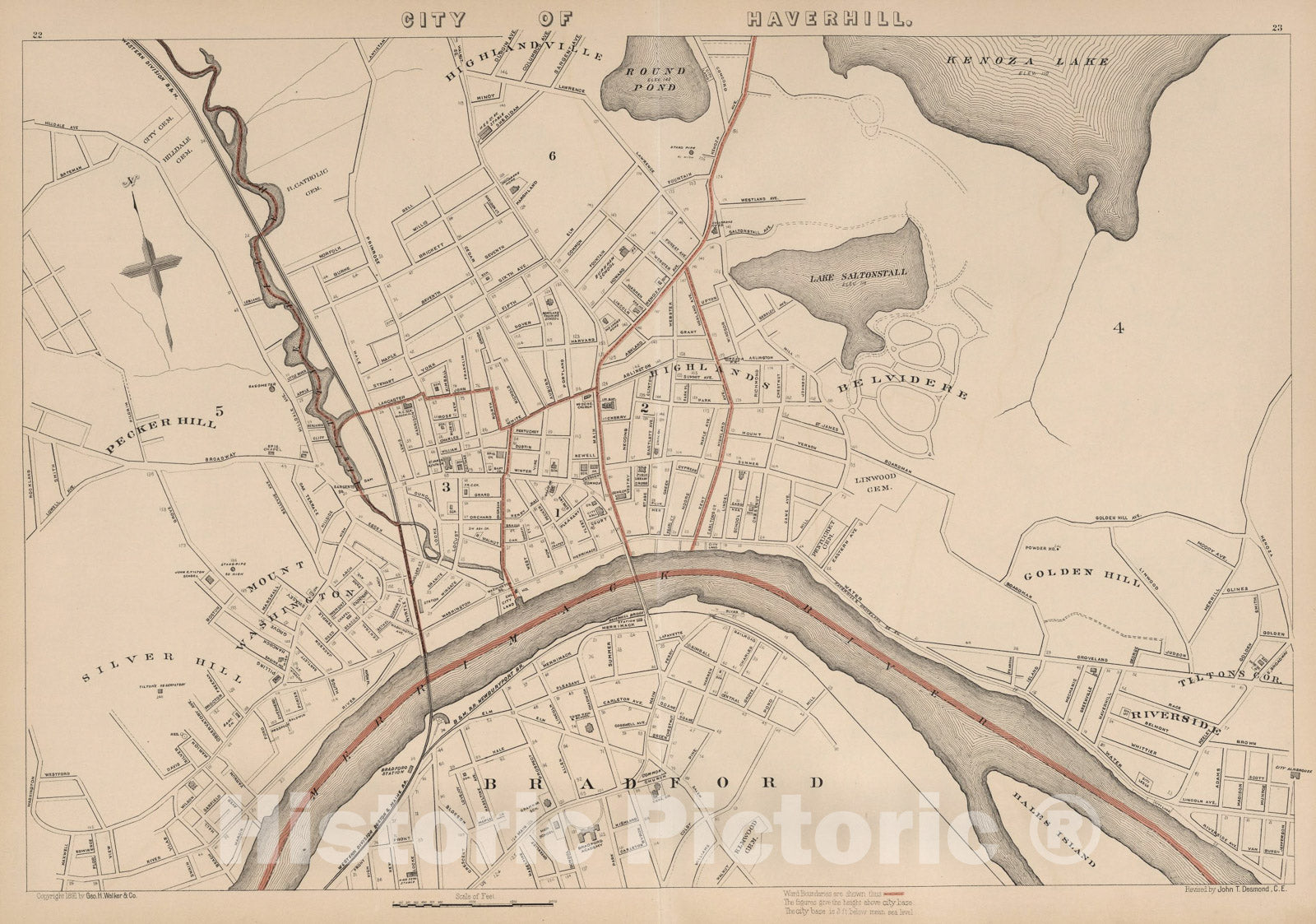 Historic Map : City of Haverhill, Massachusetts., 1891, Vintage Wall Art