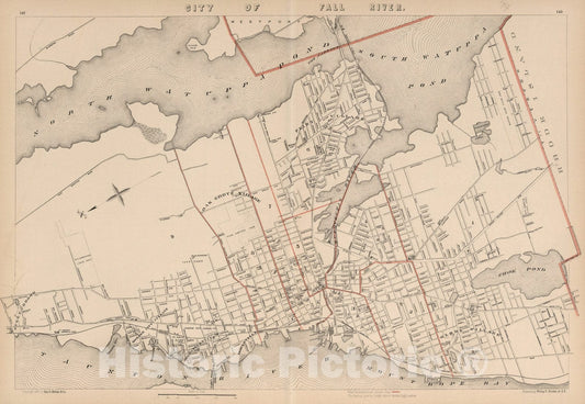Historic Map : City of Fall River, Massachusetts., 1891, Vintage Wall Art