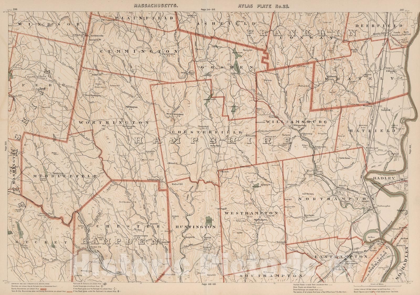 Historic Map : Massachusetts. Atlas Plate No. 23., 1891, Vintage Wall Art