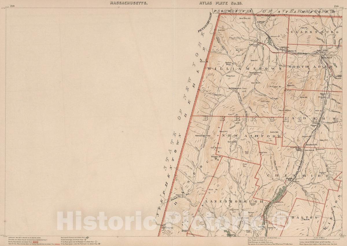 Historic Map : Massachusetts. Atlas Plate No. 25., 1891, Vintage Wall Art