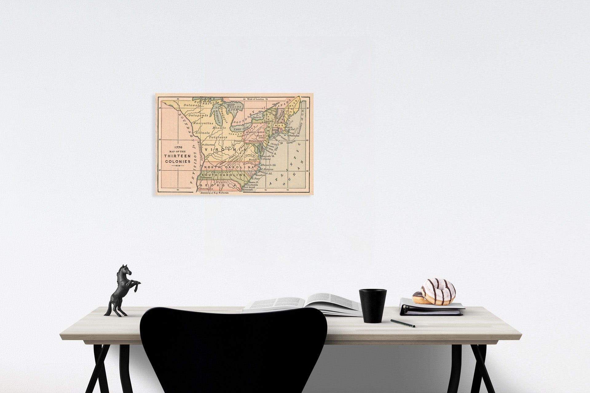Thirteen Colonies, 1885 - Historical Map Print from Bradstreet's Pocket Atlas