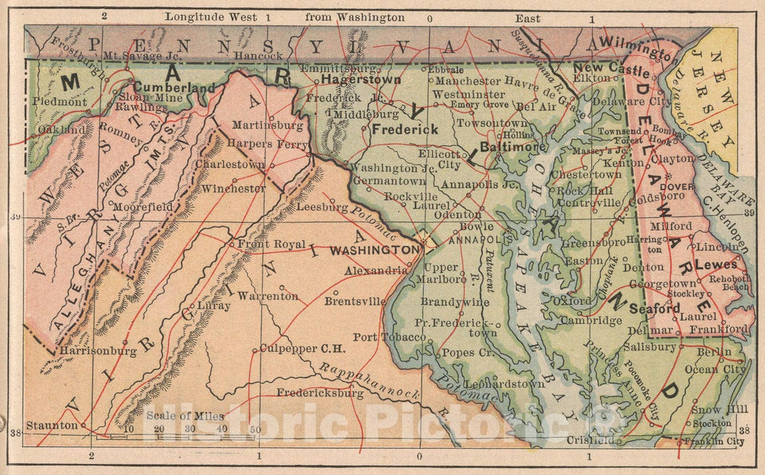 Historic Map : Delaware, Marland, 1885, Vintage Wall Art