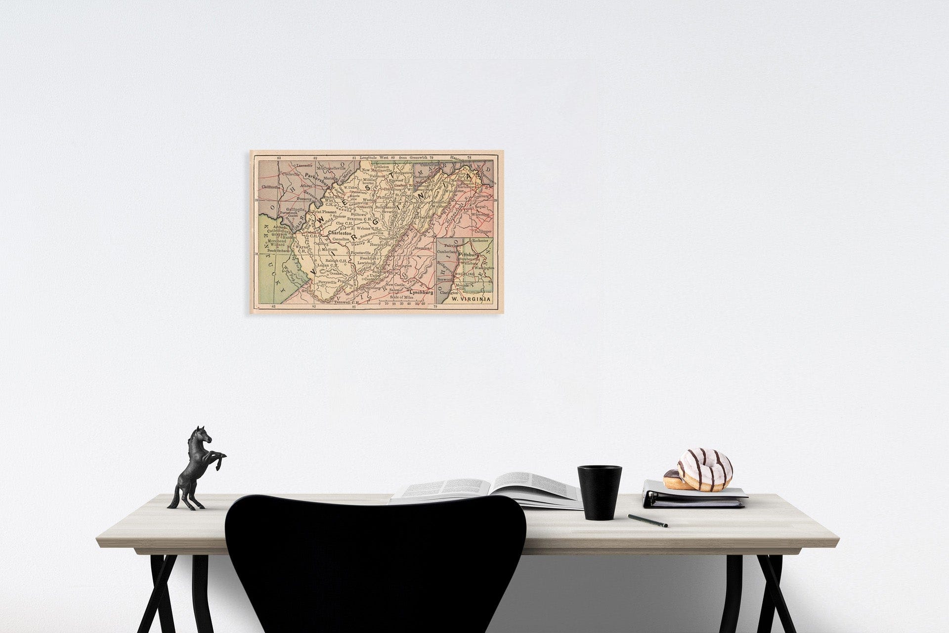 Historic Map : West Virginia, 1885, Vintage Wall Art