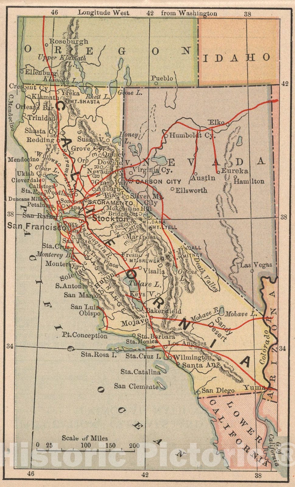 Historic Map : California, 1885, Vintage Wall Art