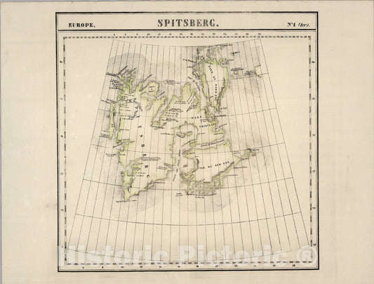 Historic Map : Spitsberg. Europe one ter., one827, Vintage Wall Art
