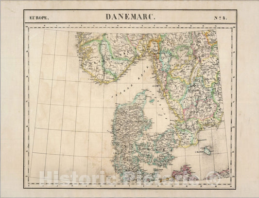Historic Map : Danemarc. Europe 8., 1827, Vintage Wall Art