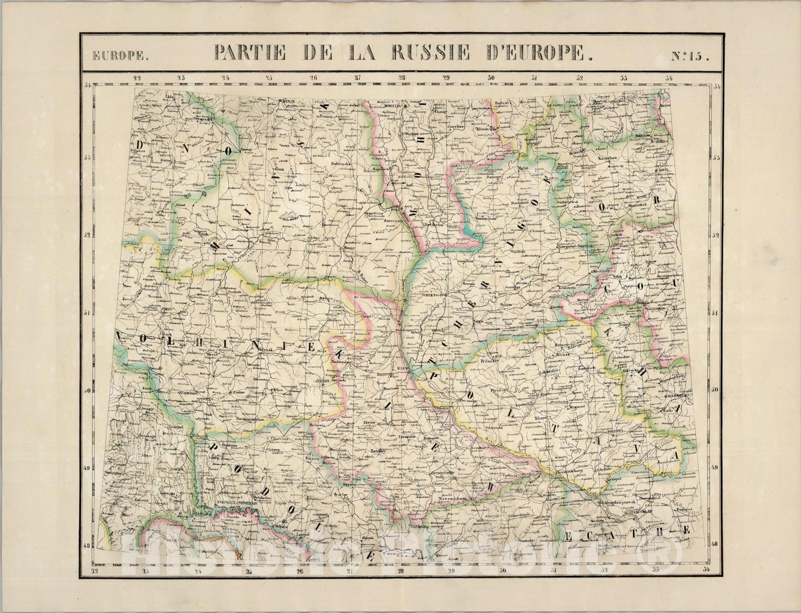 Historic Map : Partie, Russie d'Europe. Europe 15., 1827, Vintage Wall Art