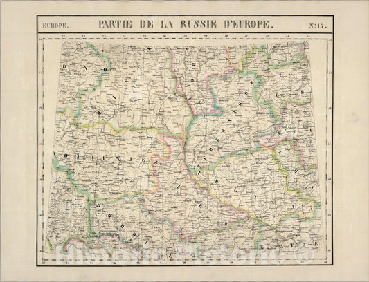 Historic Map : Partie, Russie d'Europe. Europe 15., 1827, Vintage Wall Art