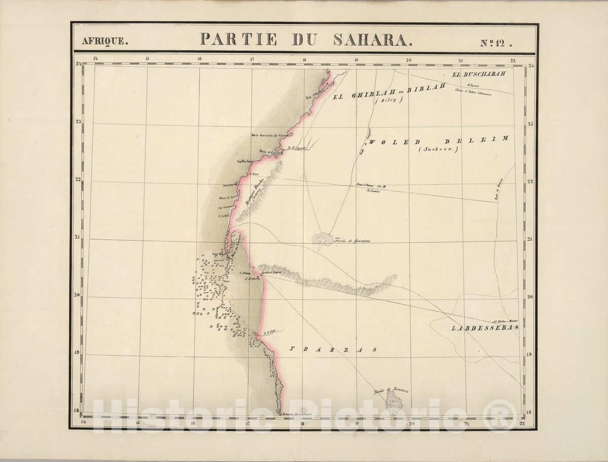 Historic Map : Partie du Sahara. Afrique 12., 1827, Vintage Wall Art