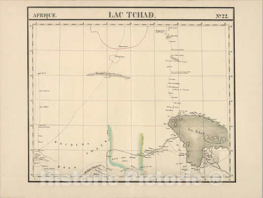 Historic Map : Lac Tchad. Afrique 22., 1827, Vintage Wall Art