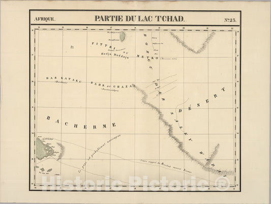 Historic Map : Partie du Lac Tchad. Afrique 23., 1827, Vintage Wall Art