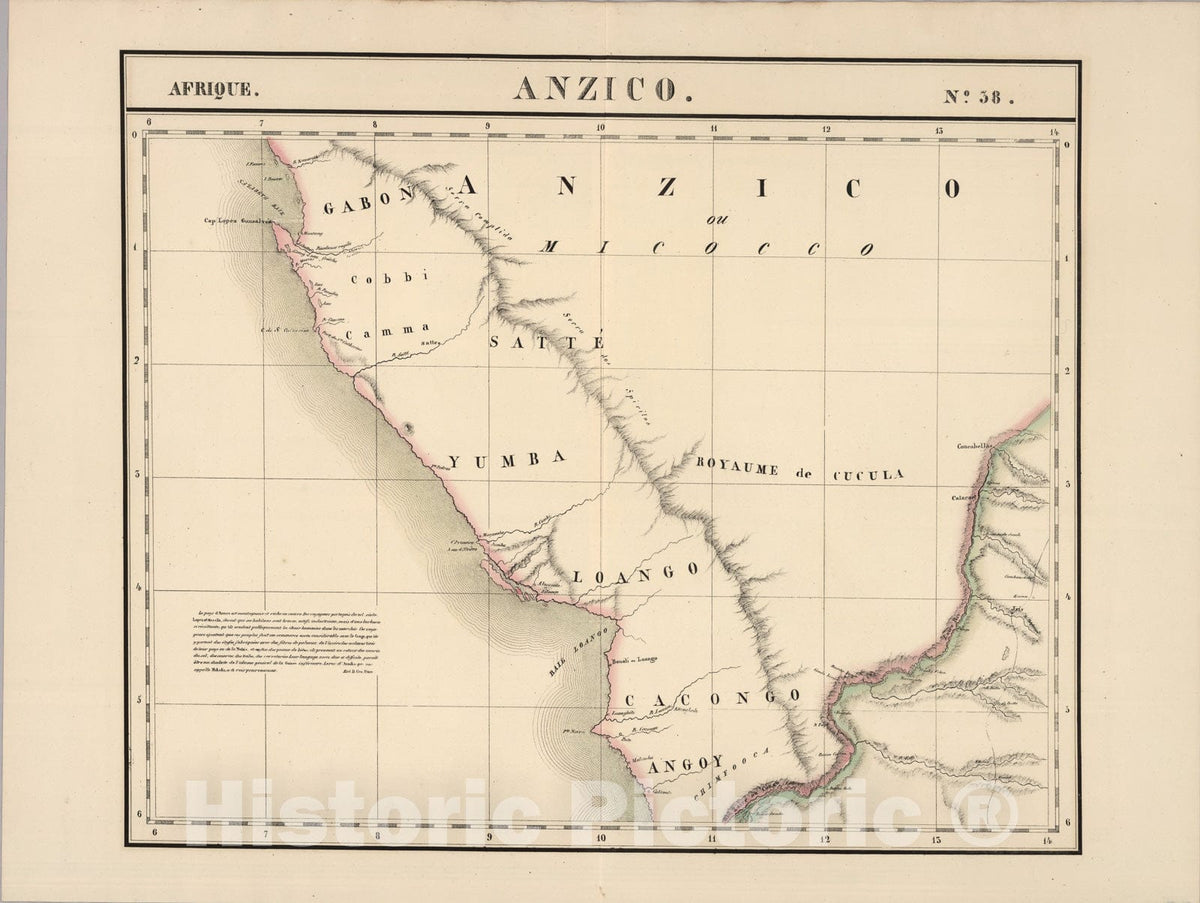 Historic Map : Anzico. Afrique 38., 1827, Vintage Wall Art