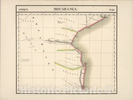 Historic Map : Mocaranga. Afrique 49., 1827, Vintage Wall Art