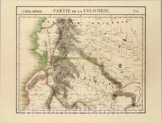 Historic Map : Partie, Colombie. Amer. Merid. 8., 1827, Vintage Wall Art