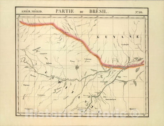 Historic Map : Partie du Bresil. Amer. Merid. 10., 1827, Vintage Wall Art