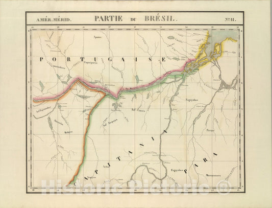 Historic Map : Partie du Bresil. Amer. Merid. 11., 1827, Vintage Wall Art
