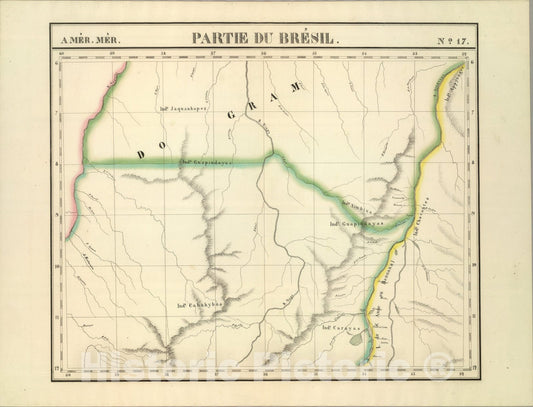 Historic Map : Partie du Bresil. Amer. Merid. 17., 1827, Vintage Wall Art