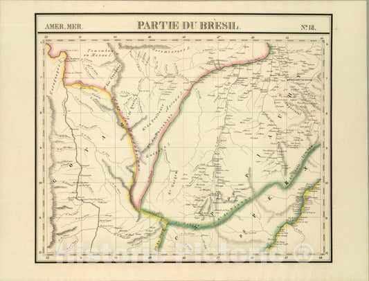 Historic Map : Partie du Bresil. Amer. Merid. 18., 1827, Vintage Wall Art