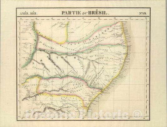 Historic Map : Partie du Bresil. Amer. Merid. 19., 1827, Vintage Wall Art