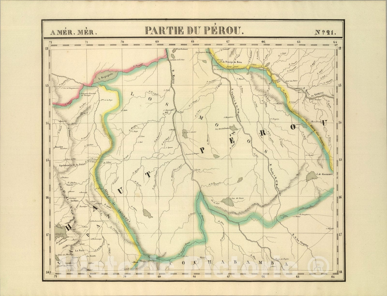 Historic Map : Partie du Perou. Amer. Merid. 21., 1827, Vintage Wall Art