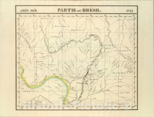 Historic Map : Partie du Bresil. Amer. Merid. 22., 1827, Vintage Wall Art