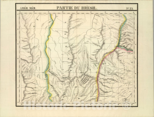 Historic Map : Partie du Bresil. Amer. Merid. 23., 1827, Vintage Wall Art
