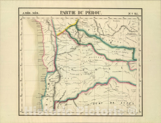 Historic Map : Partie du Perou. Amer. Merid. 25., 1827, Vintage Wall Art