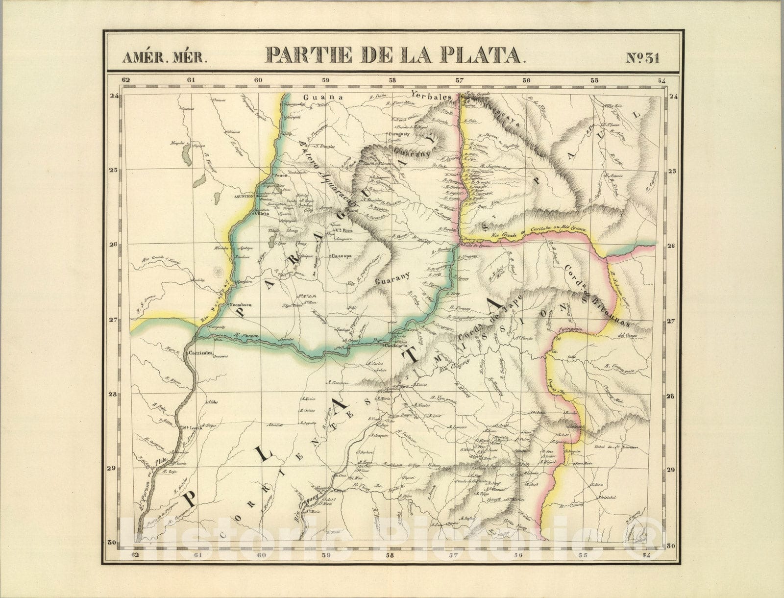 Historic Map : Partie, la Plata. Amer. Merid. 31., 1827, Vintage Wall Art