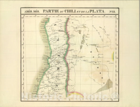 Historic Map : Partie, Chili, la Plata. Amer. Merid. 33., 1827, Vintage Wall Art