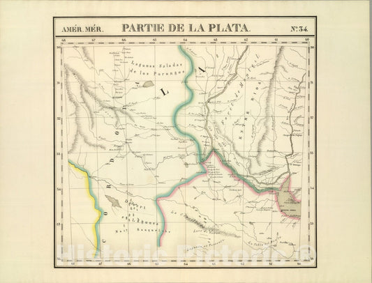 Historic Map : Partie, la Plata. Amer. Merid. 34., 1827, Vintage Wall Art