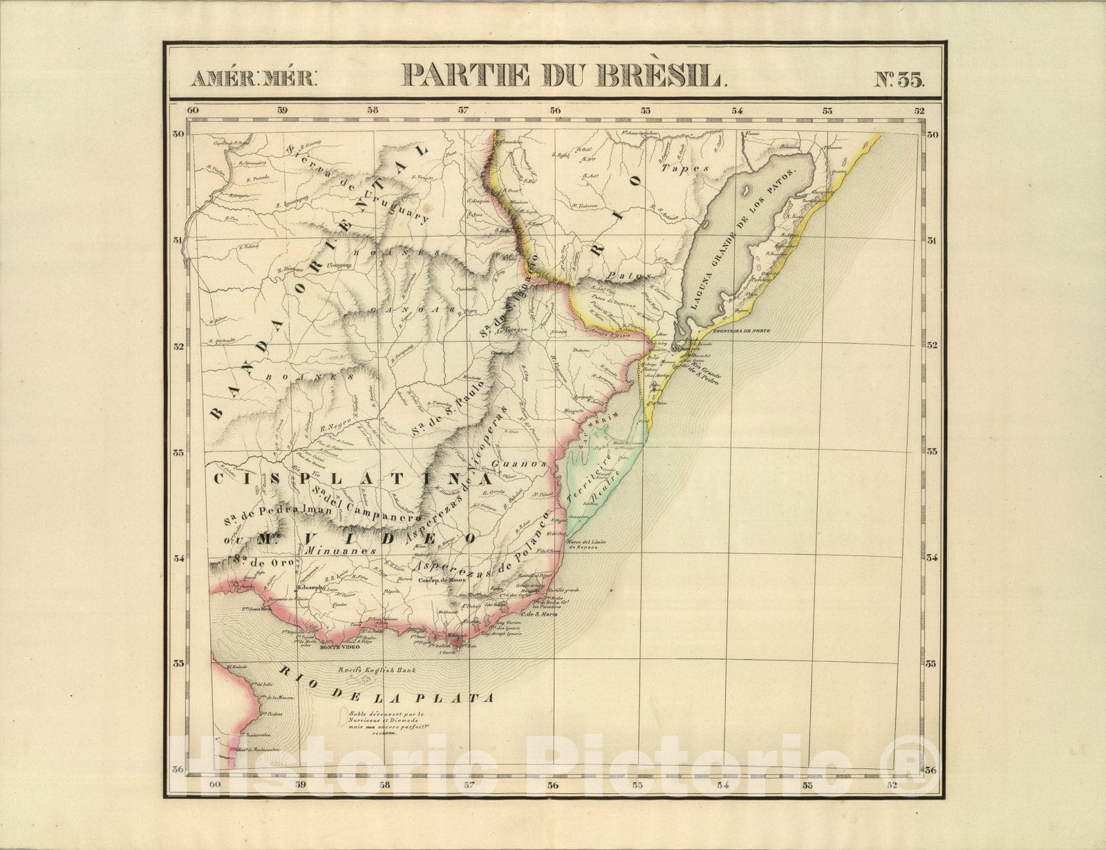Historic Map : Partie du Bresil. Amer. Merid. 35., 1827, Vintage Wall Art