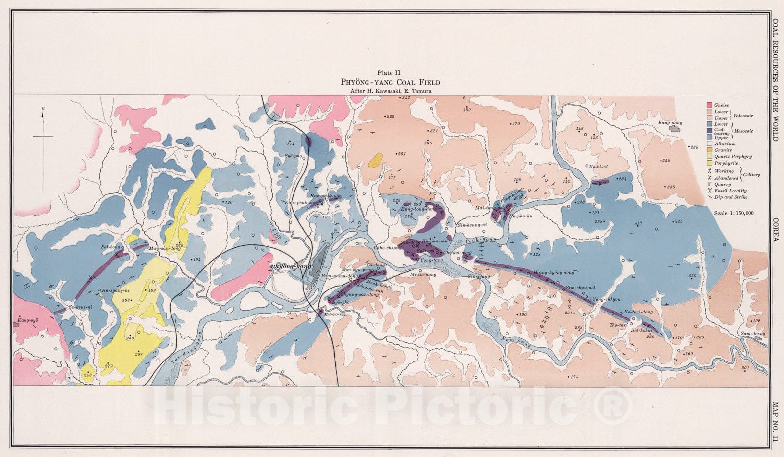 Historic Map : Phyong-Yang Coal Field, Corea. Coal Resources of the World., 1913, Vintage Wall Art