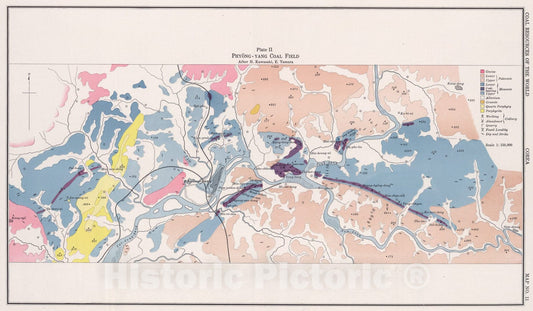 Historic Map : Phyong-Yang Coal Field, Corea. Coal Resources of the World., 1913, Vintage Wall Art
