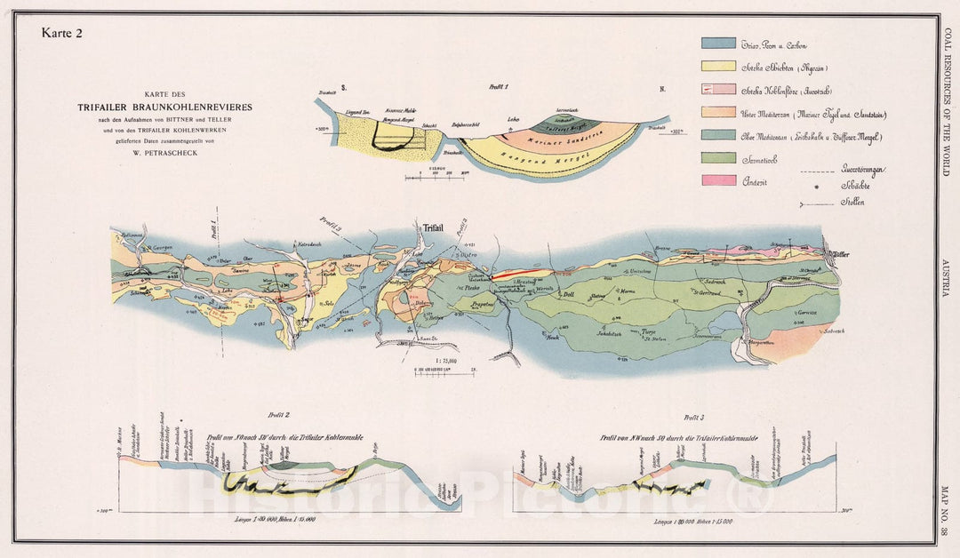 Historic Map : Coal Fields No. 2, Austria. Coal Resources of the World., 1913, Vintage Wall Art