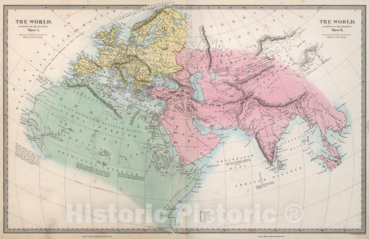 Historic Map : Composite: The World as Known to the Ancients., 1865, Vintage Wall Art