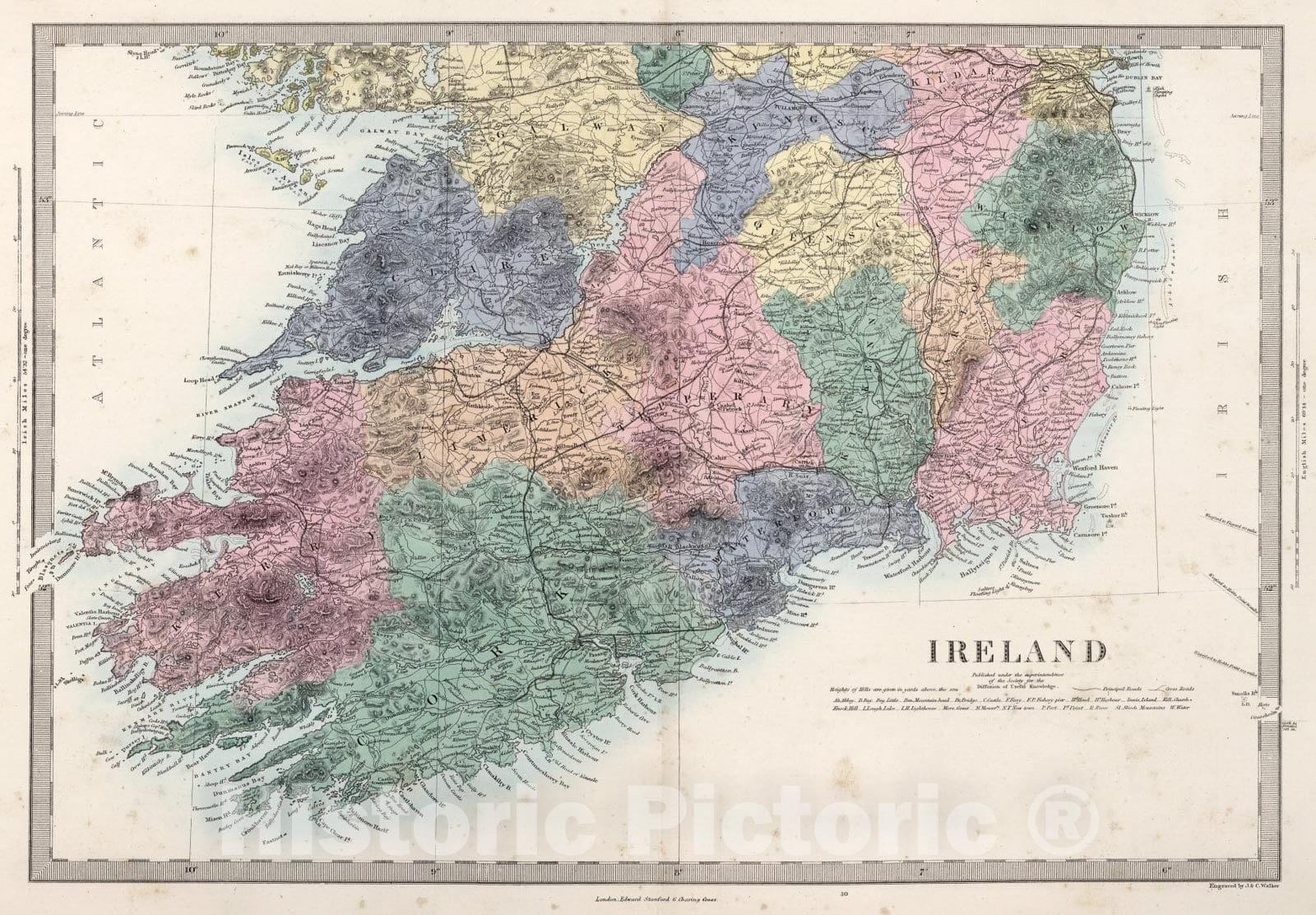 Historic Map : Ireland, (South) Sheet., 1865, Vintage Wall Art